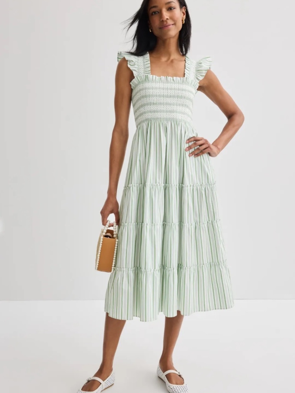 Tuckernuck Hill House The Nap Ellie Midi Dress in Green Apple Stripe L